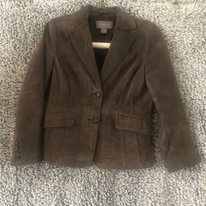 Ann Taylor  Women’s Petite Brown Suede  Classic Blazer Size 12P